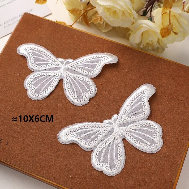 White Fabric Lace Butterfly Embellishments For Wedding Party Home Decoration 20pcs DIY Hat Flower Wall Patch Accessories