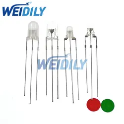 100PCS LED 3mm 5mm Round Diffused Matte Water Clear Red & Green two Color Common Anode cathode LED Diode Light Emitting Diodes