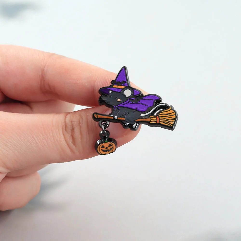 Halloween-Hexen-Maus-Emaille-Brosche, Kürbis-Anhänger, Niedliche Cartoon-Anstecknadel, Jubiläums-Party-Accessoire, Modeschmuck-Geschenk – Detail 9