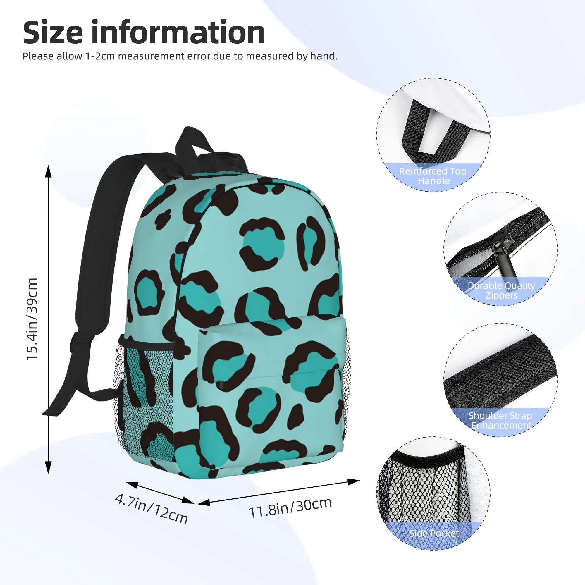 Cool Turquoise Blue Leopard Print Cheetah Backpack Hot Sale Daypack Boys Girls BookBag Shoulder Bags for Men Women School Bag