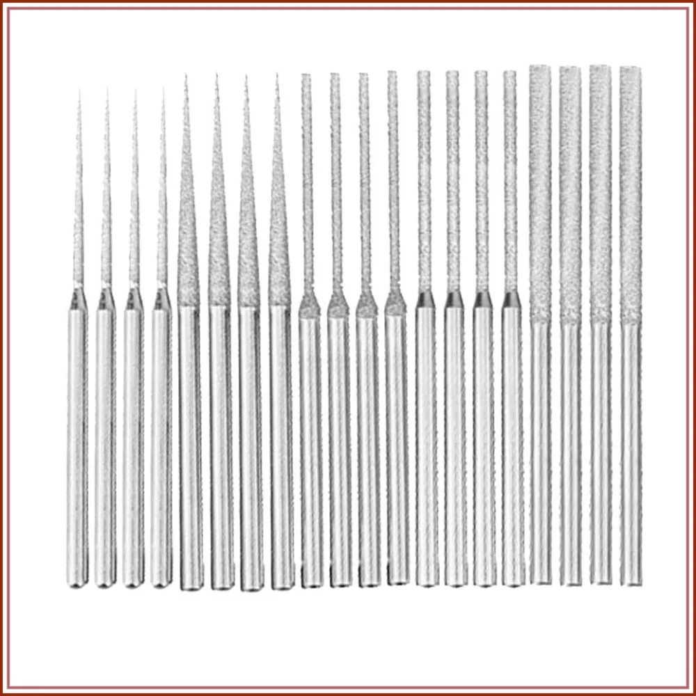 20 Pcs Diamond Mounted Bead Reamer, 5 Shapes Drill Bit, 1/8" Shank Grinding Tool for Rotary Tool