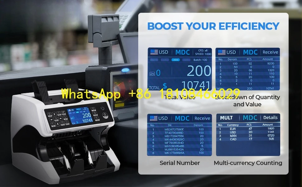 المسح الضوئي لعداد الأموال آلة عد النقود آلة العد العمودي لغة العملات المتعددة مع صورة CIS المزدوجة #1