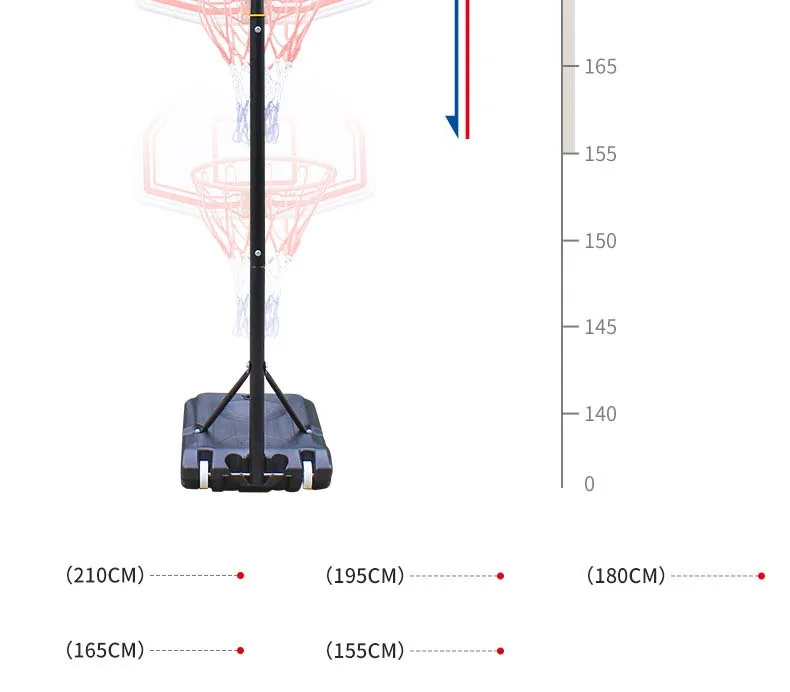 屋内外兼用調整可能ポータブルバスケットボールゴール、子供用スポーツ用品、コートやフィールドでのプレイに