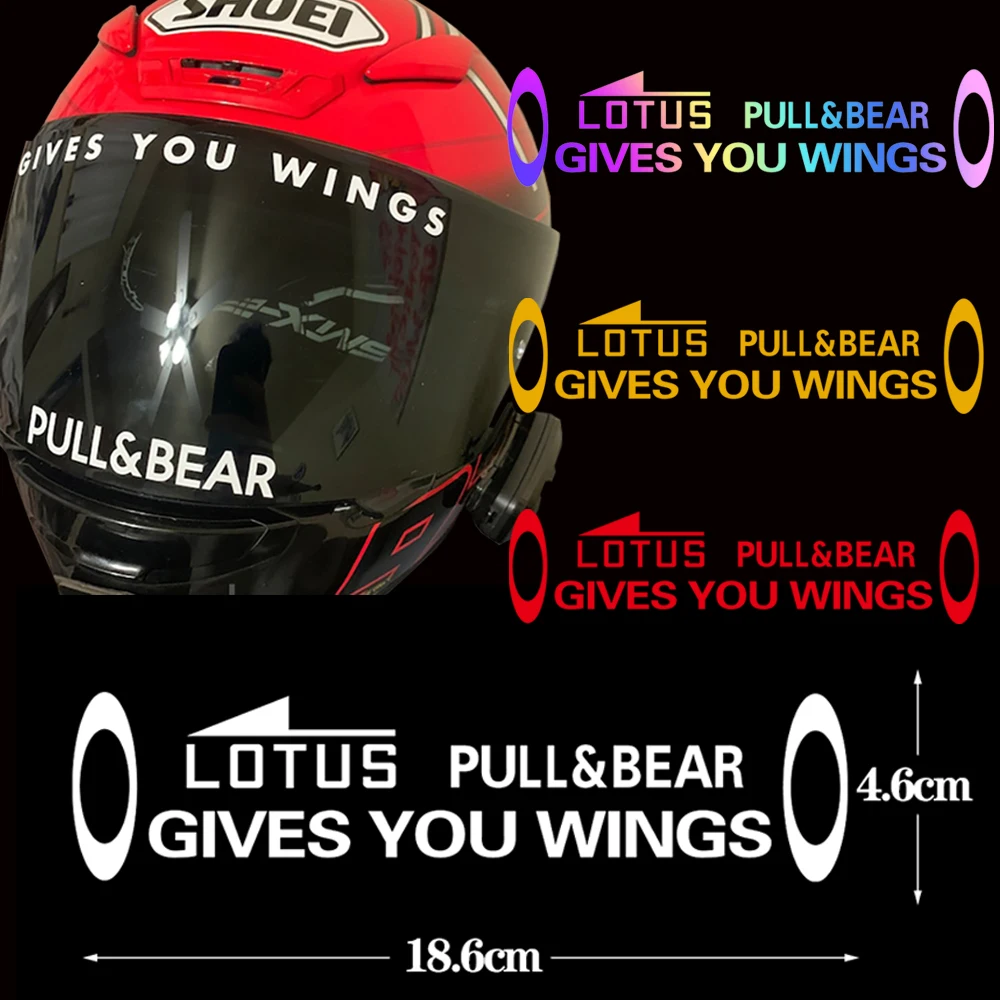 Cool Motorcycle Helmet Visor Decor Gives You Wings PULL BEAR Vinyl Decals Sticker