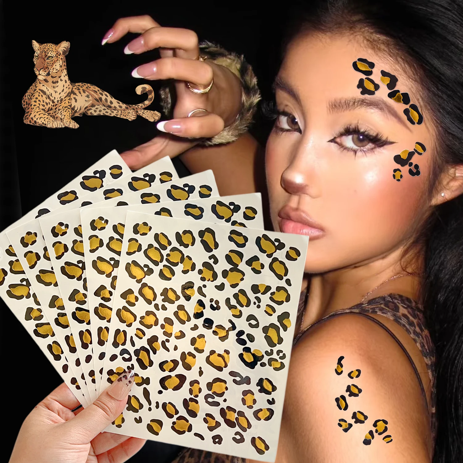 Temporary Leopard Tattoo Stickers Fashion Leopard Print Foil Tattoo Stickers European and American Metal Revival Tattoo Sticker