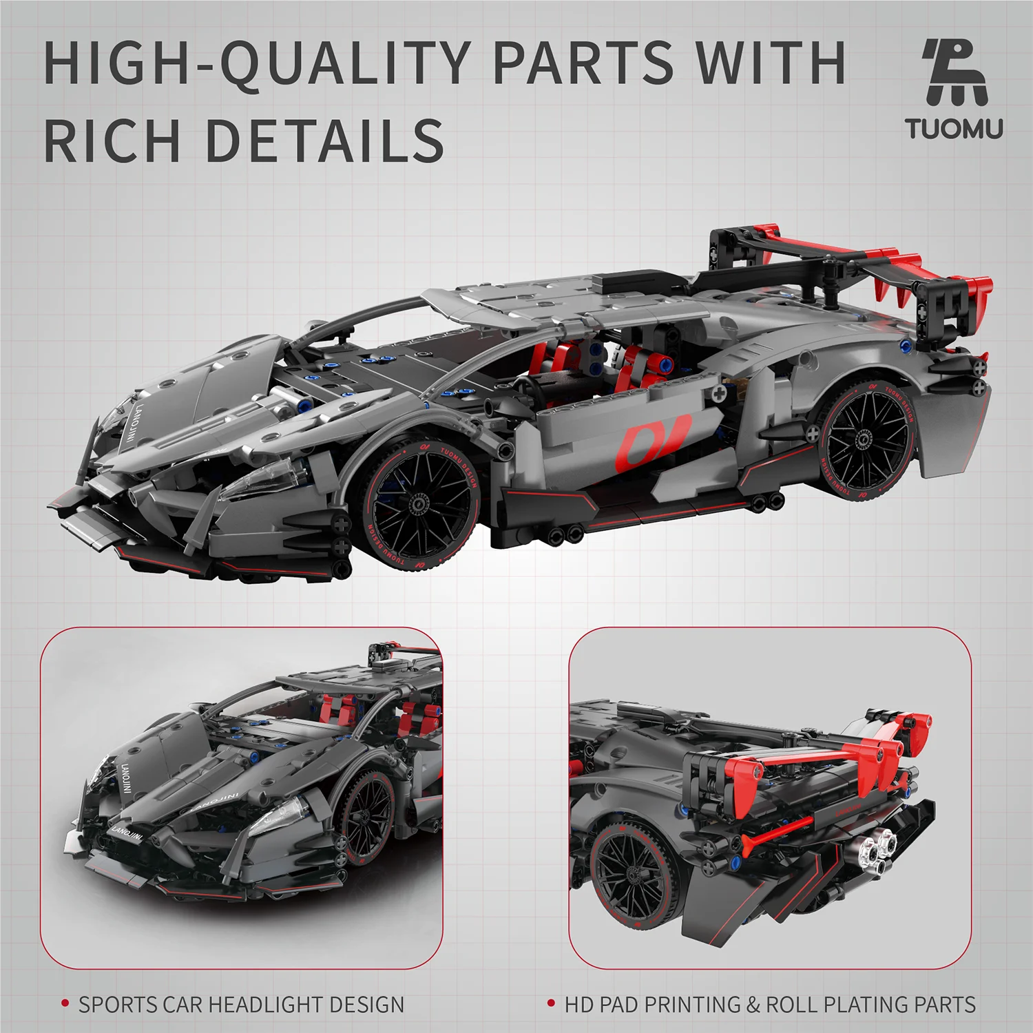 مجموعة مكعبات بناء سيارات السباق الفنية - مجموعة نماذج تعليمية جذعية متحركة للبالغين والأطفال #2