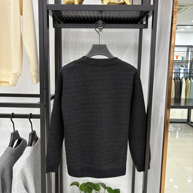men's autumn winter high quality fleece-lined thicken long sleeves pullover round neck keep warm sweater leisure men clothing