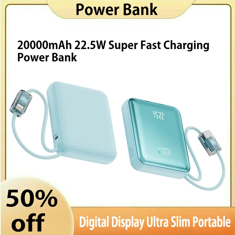 

20000mAh 22.5W Super Fast Charging Power Bank with Digital Display Ultra Slim Portable