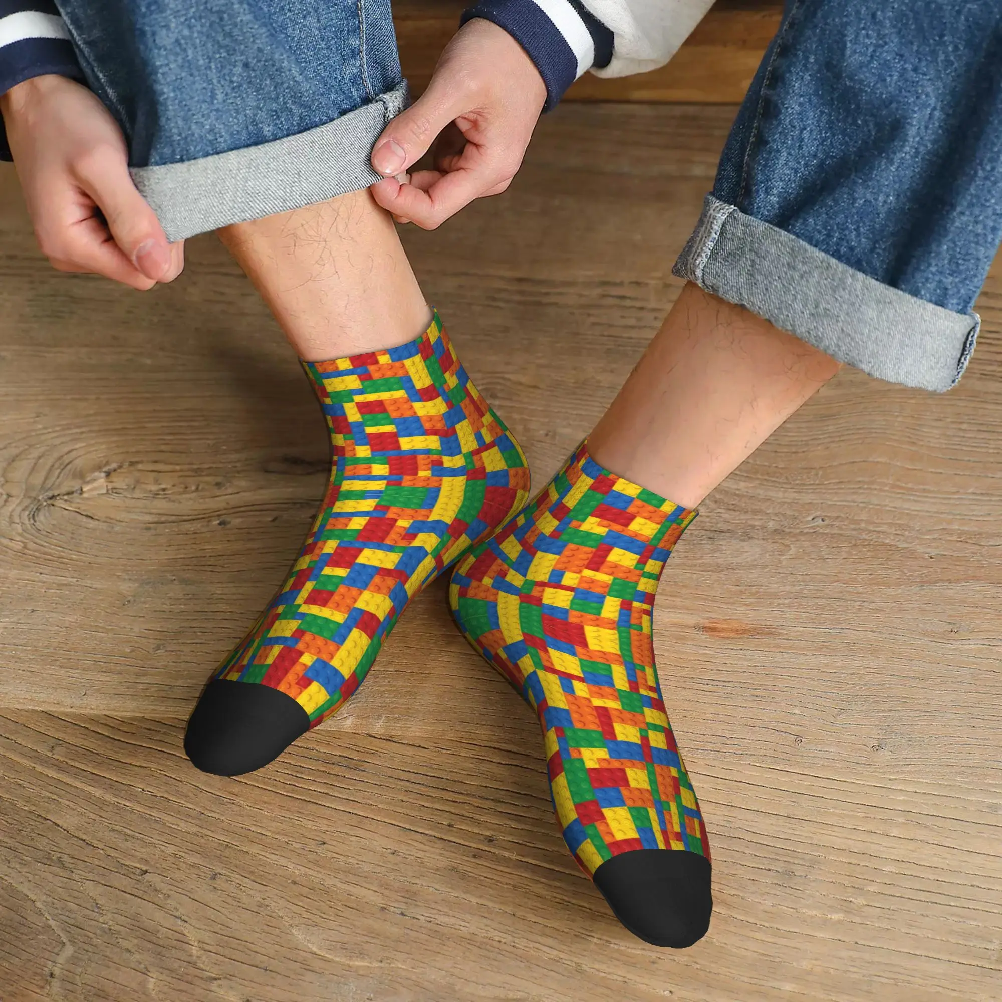 All Seasons Building toy blocks Socks Harajuku Sweat Absorbing Crew Socks Fashion Stockings for Men Women Christmas Gifts