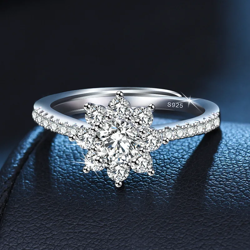 925 Sterling Silber Ring Glänzend für Damen Hochzeitsschmuck 5A Zirkon Ring Imitationsdiamant Damen Einfache Party Geschenke Großhandel