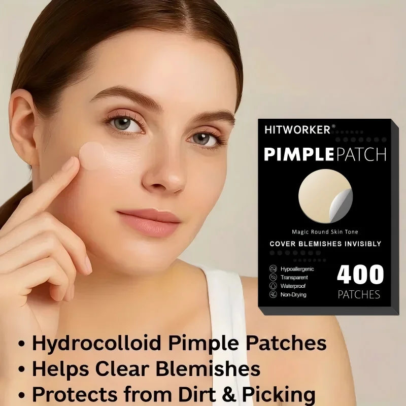 HITWORKER | 400 pieces/box of acne patches - water-based gel round acne patches | effectively absorb acne secretion