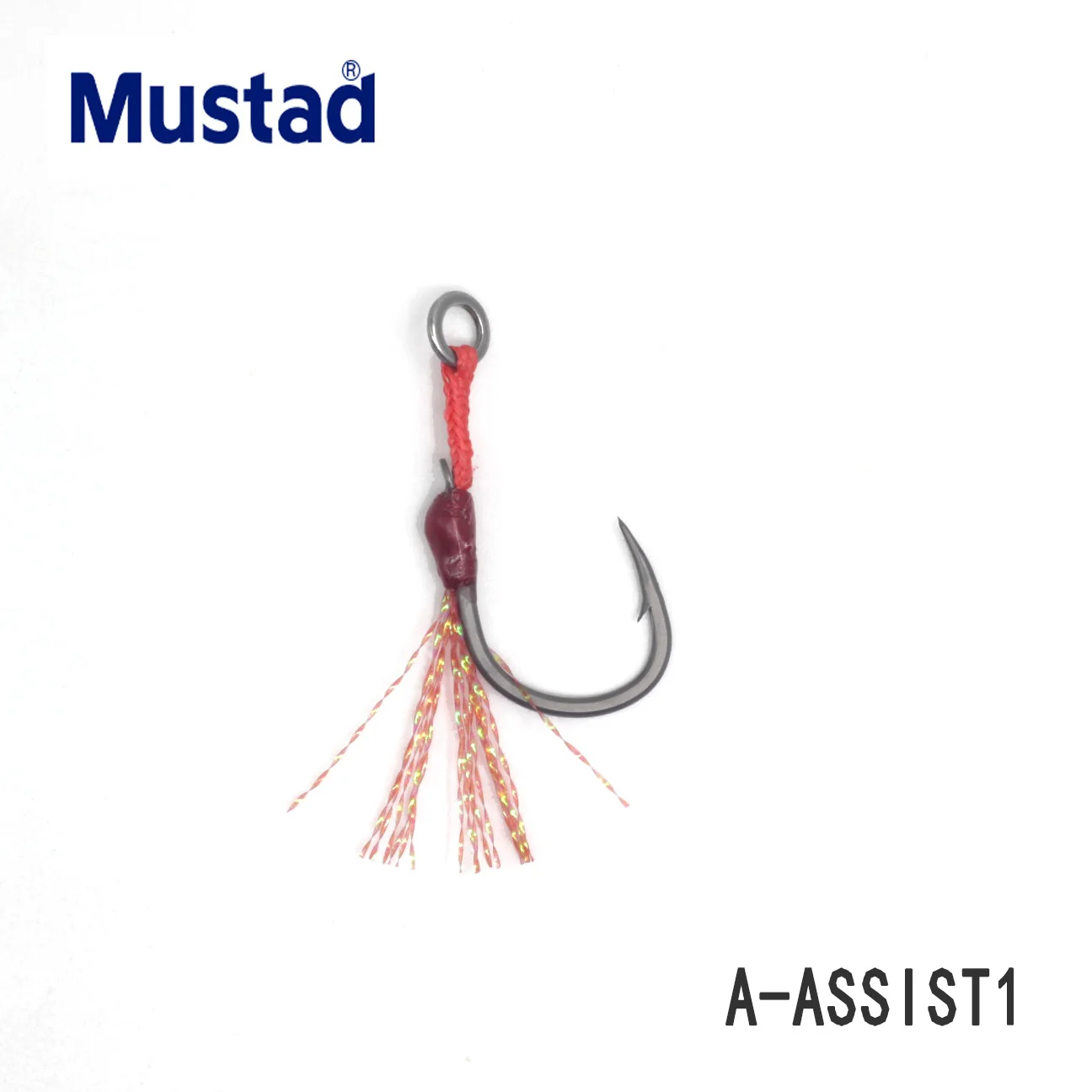 Mustad A-ASSIST1 Anzuelo Simple Ligero con Placa de Hierro y Flash