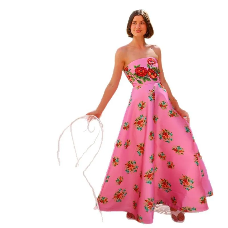 Vestidos femininos elegantes retalhos cetim sexy sem alças vestido de impressão vestido de noite abendkleid damen hochzeit vestidos mujer