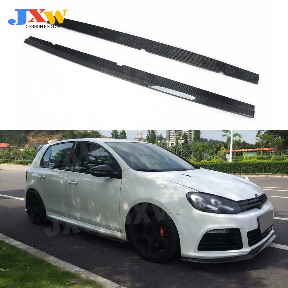 

Carbon Fiber Side Skirts Aprons Spoiler For Volkswagen VW Golf 6 VI MK6 R20 2010-2013 E Style Door Bumper Plate Guard