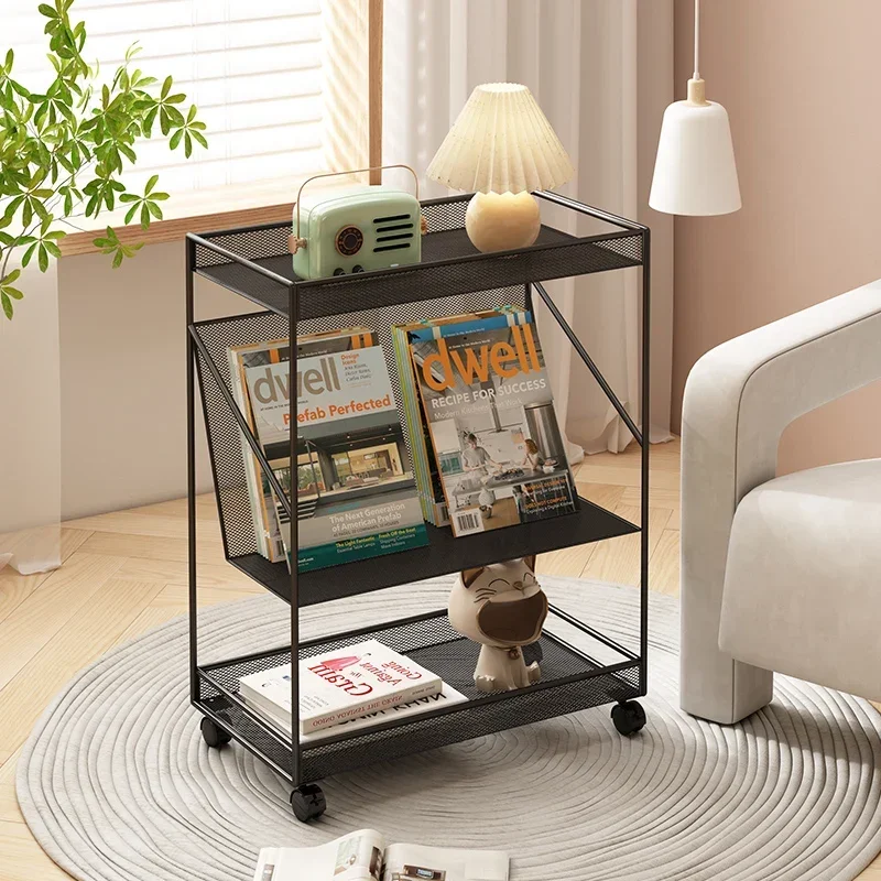 

A Simple Modern Coffee Table Book Multifunctional Side Table Bedroom Mobile Bedside Table Iron Art Baking Paint Home Furniture