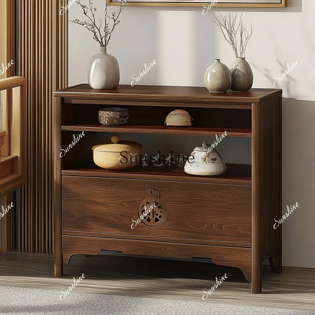 

Household New Chinese Solid Wood Tea Cabinet Kettle Integrated Office Tea Table FT