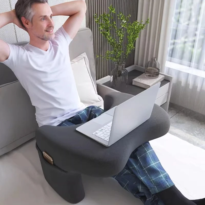 Memory Foam Reading Pillow with Laptop Bed Table, Multifunctional Sofa Backrest & Portable Desk for Home Use-Ergonomic Support