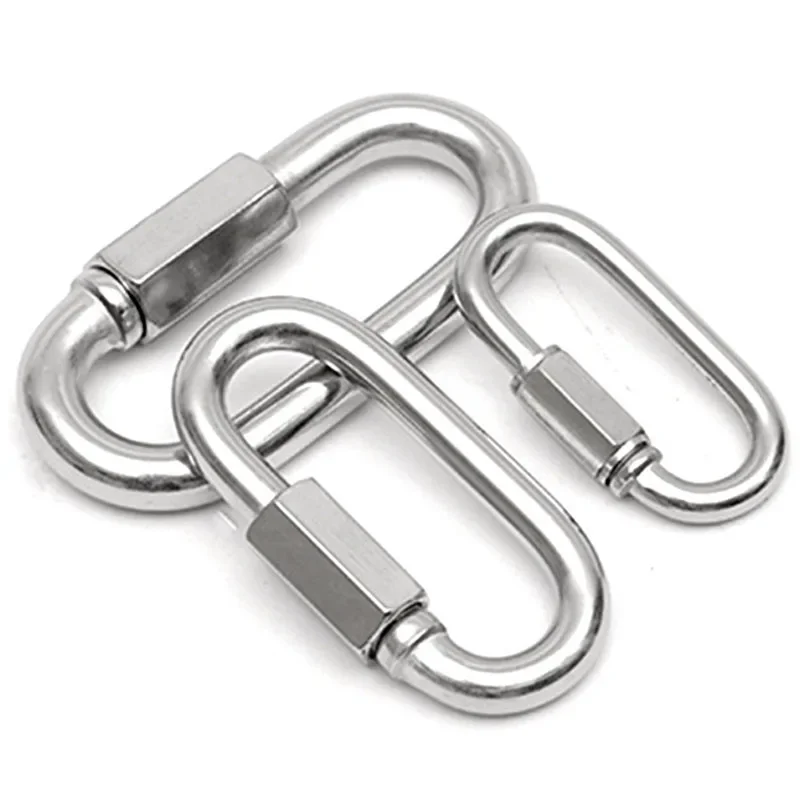 1/2Pcs Metal D-shape Locking Carabiner Quick Link Safety Snap Connecting Ring For Outdoor Camping Hiking Hand Repair Accessories