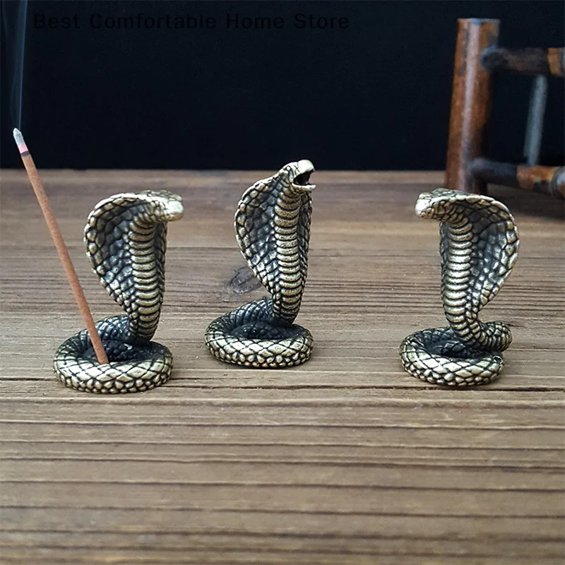 

Antique Bronze Cobra Boa Snake Statue Miniature Figurines Copper Zodiac Animal Desk Decoration Tea Pets Ornaments Incense Burner
