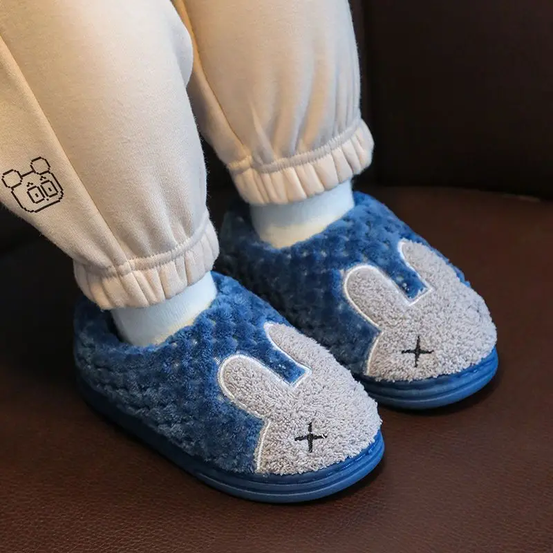 

Kids Toddler Slippers Boys Girls Indoor Cotton Plush Lined Warm Non Slip Soft Thick Sole Cute Cartoon Home Family Winter Shoes