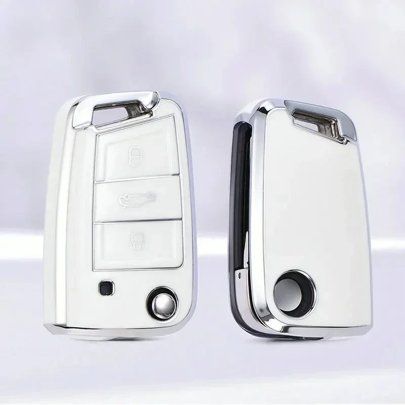 3 4 أزرار حافظة مفاتيح السيارة من البولي يوريثان غطاء فوب لشركة فولكس فاجن فولكس فاجن جولف 7 MK7 تيجوان MK2 لمقعد Ateca ليون FR 2 إيبيزا لسكودا اوكتافيا