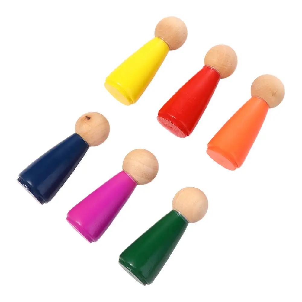 Geschenk Mensen Figuren Pop Montessori Speelgoed Gemonteerd Huis Educatief Speelgoed Bouwstenen Regenboog Kleur Peg Poppen Puzzels Speelgoed