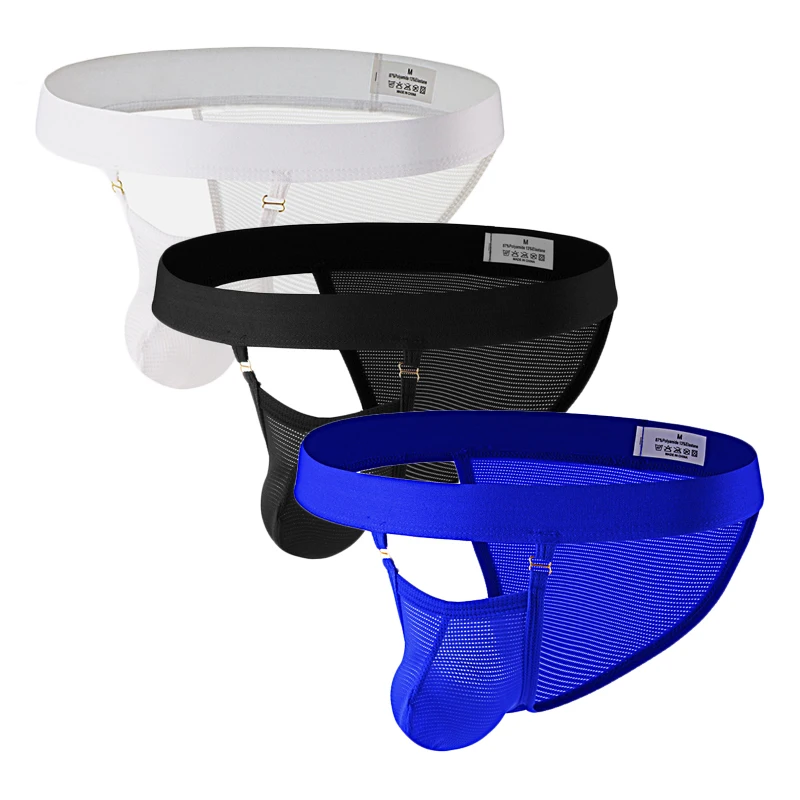 

3PCS Men's Briefs Underwear Striped Breathable Solid U Convex Low Waist Underpants Calzoncillos