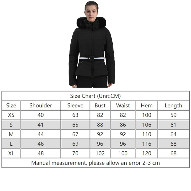 Outdoor Sport Slim Female Snowboard Coats Winter Fur Hooded Women Ski Jackets Mountain Down Woman Snowmobile Windbreaker Clothes