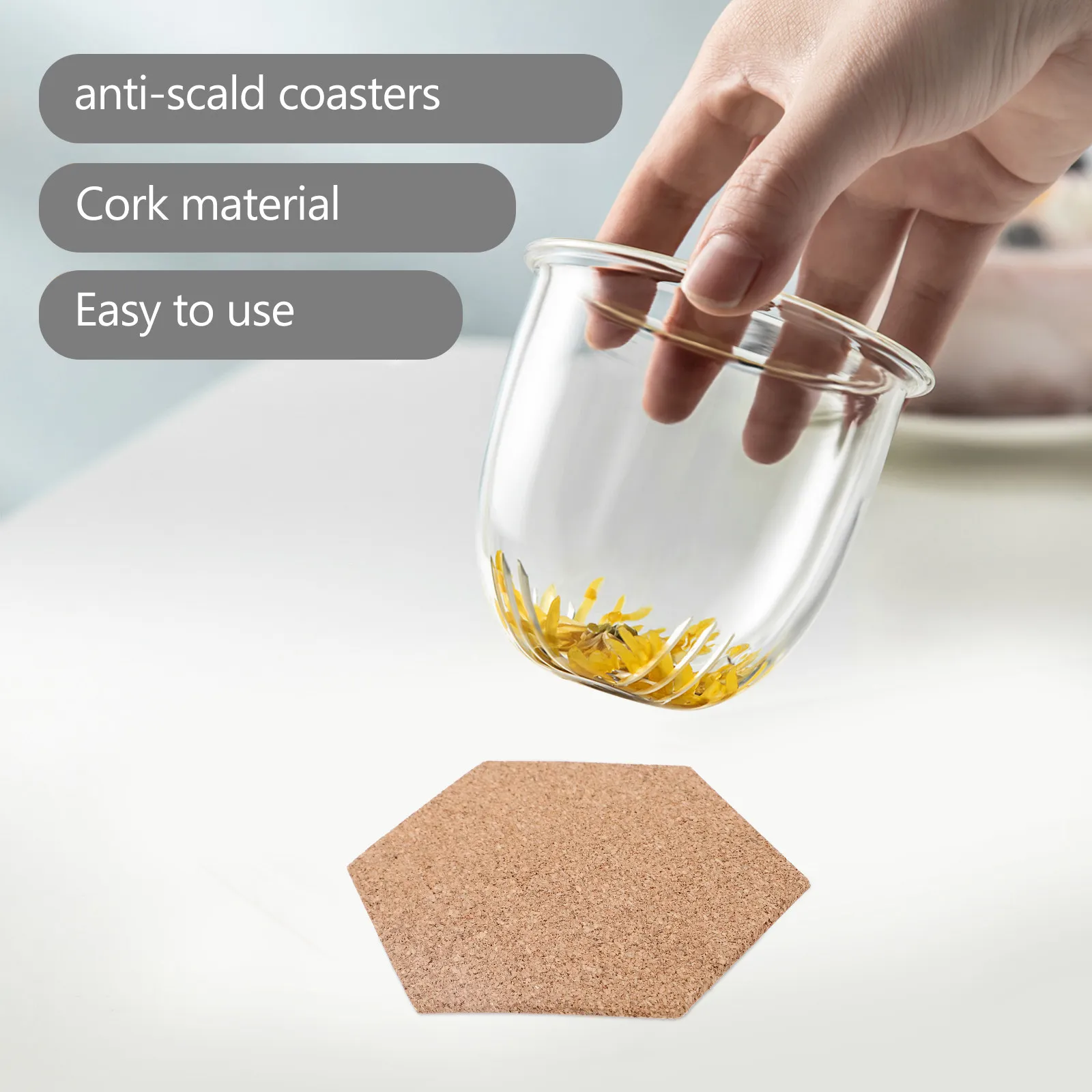 10Pcs Hexagonal Cork Bulletin Board Wall Mounted Notice Board for Home Office Classroom Photo Display Message Memo Calendar Menu