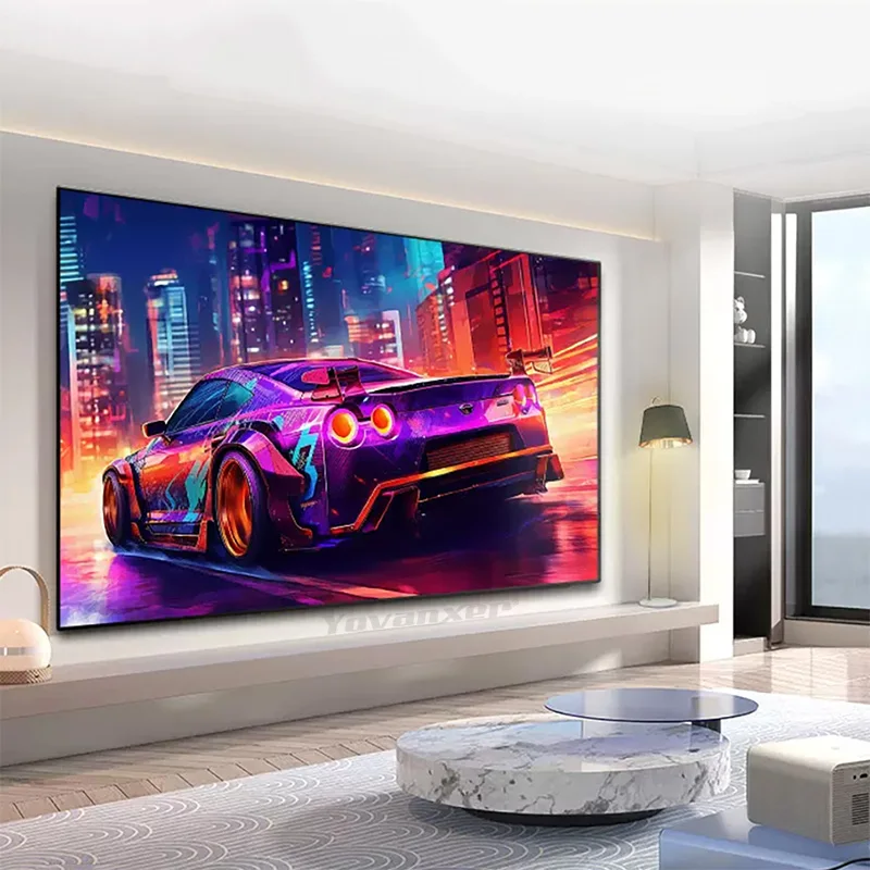 

New Launch 150 inch Black Diamond ALR Projection Screen Fixed Frame 1CM Ultra Narrow Bezel for Normal Throw Projector 4K 3D