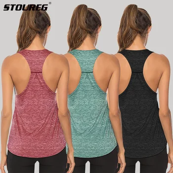 STOUREG mouwloze racerback yoga tanktop, dames sneldrogende hardlooptraining sportvest fitness gym top workout yoga shirts