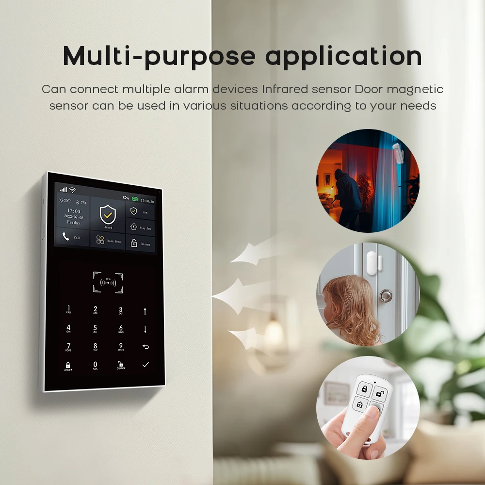 4G Wifi Wireless Alarm System Tuya Smart Home Child Safety Home Anti-theft System Smart Life App Control Works with ALexa PG-109 view 4