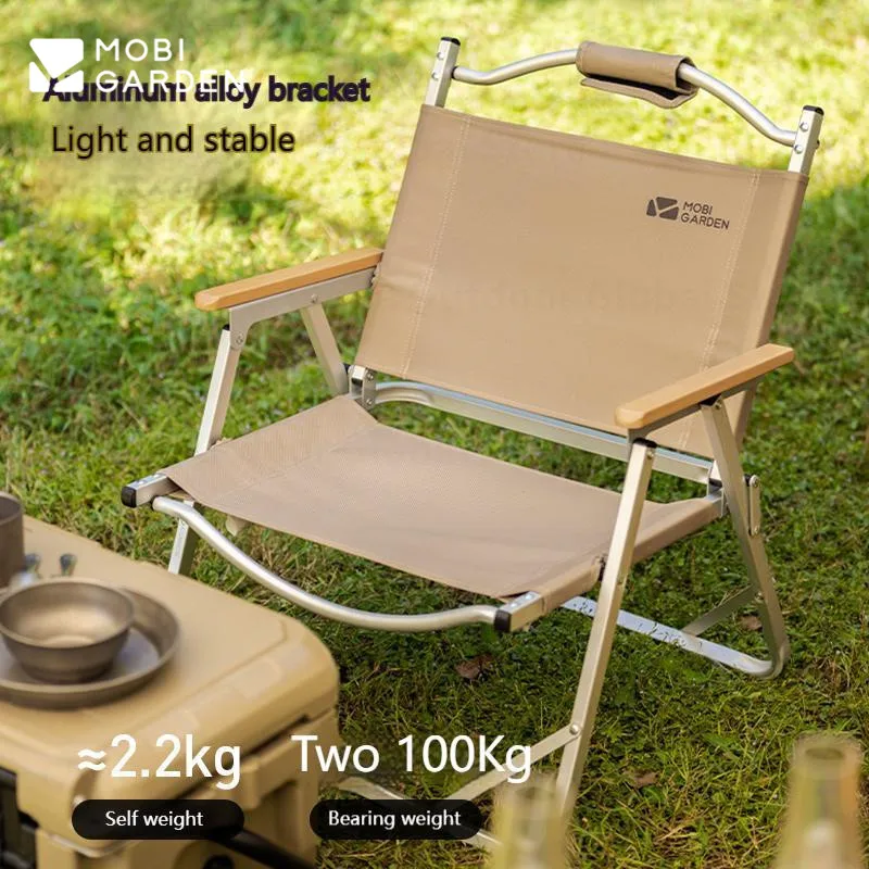 

MOBI GARDEN Camping Portable Folding Chair Fish Outdoor Picnic Lightweight Armchair 600D Oxford Cloth Back Stool Aluminum Alloy