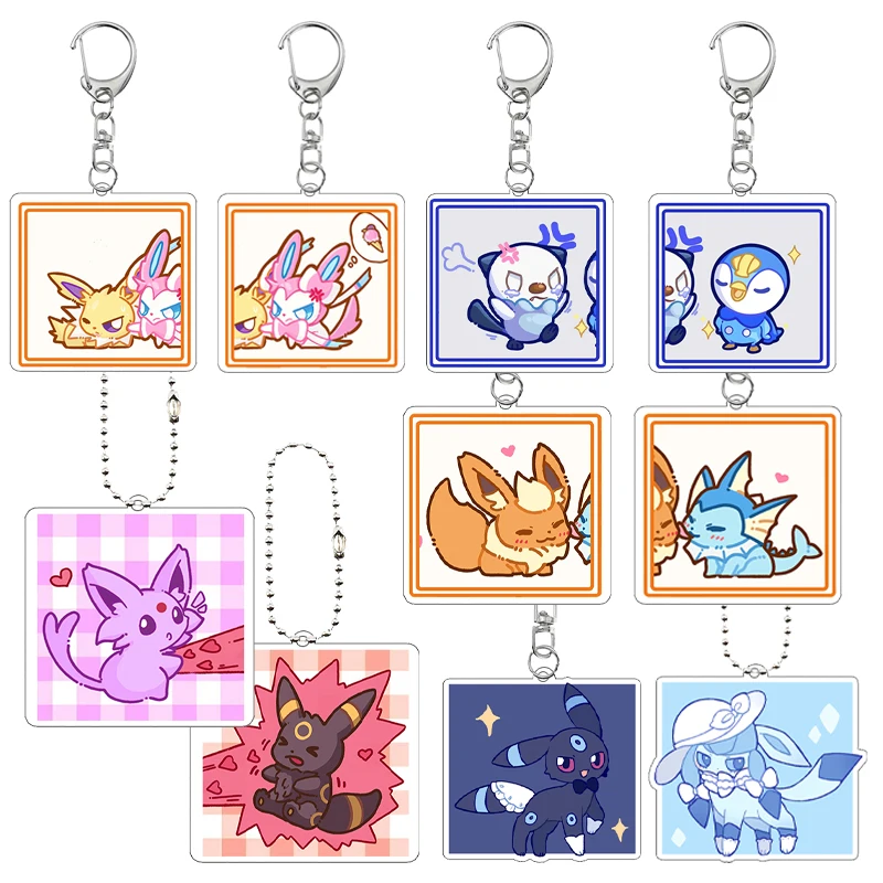 Пара аниме Eevee Espeon Umbreon Vaporeon креативный акриловый брелок для девочек и мальчиков милая сумка с героями мультфильмов кулон очаровательные аксессуары подарки