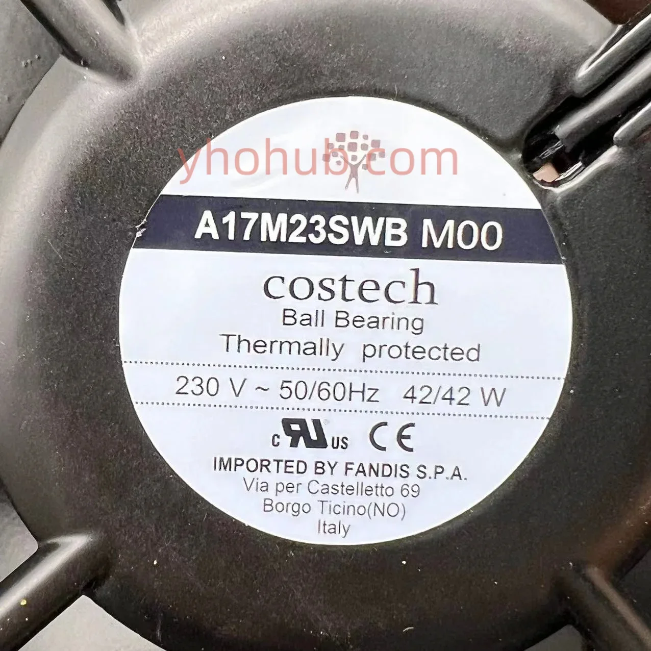 مروحة تبريد الخادم Costech A17M23SWB M00 MT0 AC 230V 42W 172x151x55mm 2-Wire