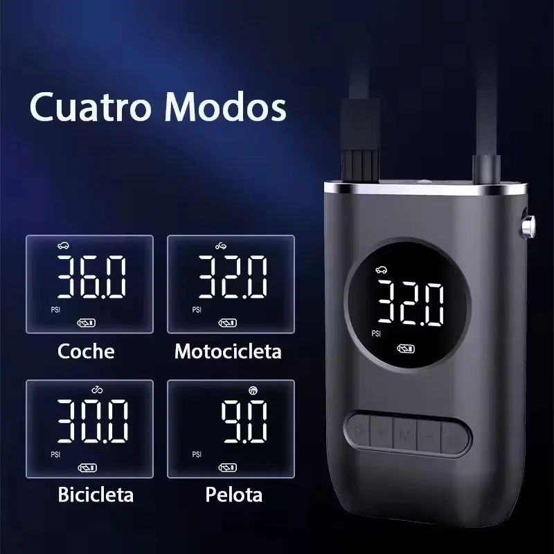 Immagine 5: Gonfiatore elettrico ricaricabile per pneumatici con pompa d'aria per auto wireless portatile per auto, motocicli, palle, compressore di gonfiaggio rapido