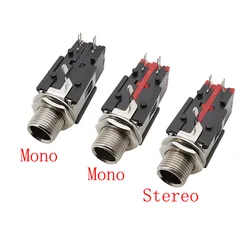 5Pcs 6.35mm Jack Mono / Stereo 3 Pin Connector TS /TRS 1/4inch 6.35mm Female Socket Audio Adapter Nut Panel Mount Connectors
