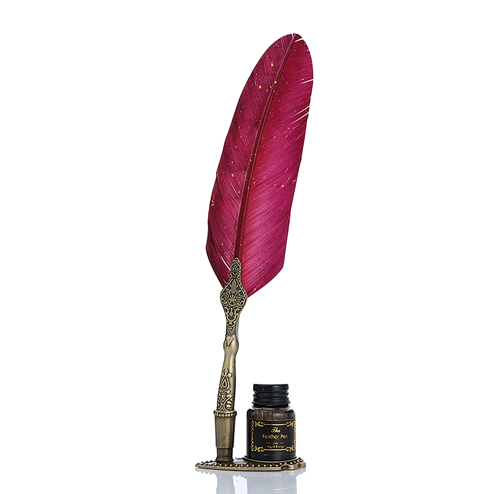 

Calligraphy Feather Dip Pen with 2 Nib Set Quill Fountain Writing Pen Gift Box No Ink
