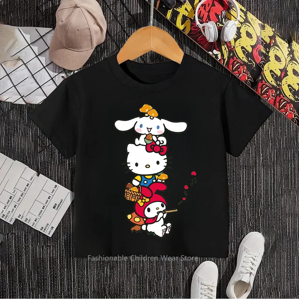 Kawaiest Hello Kitty koszulki najmodniejsze japońskie Anime nadruki dla chłopców i dziewcząt studentów lato Super Casual Fashion