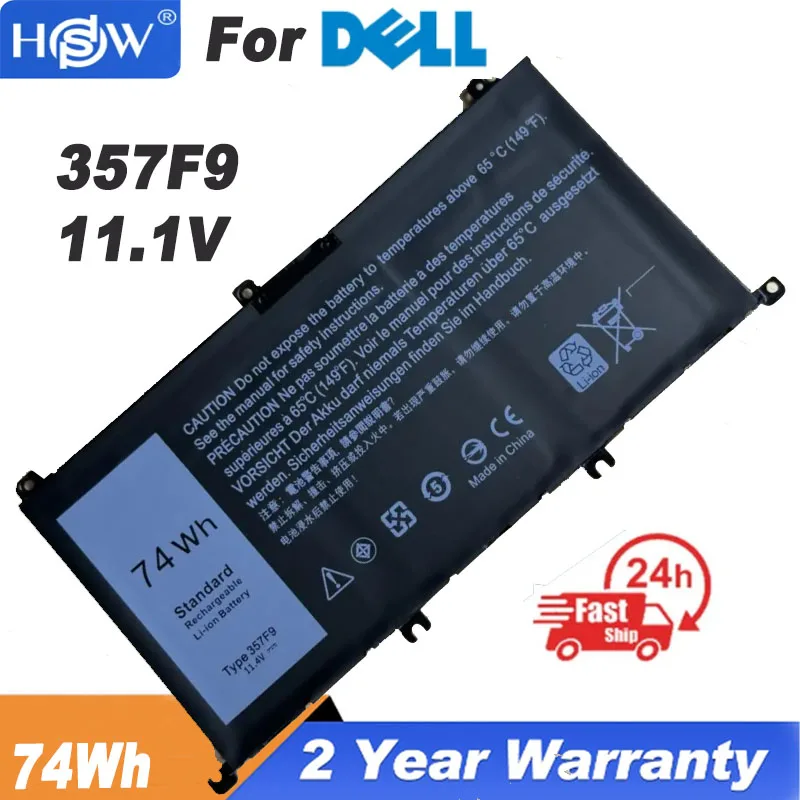 

11.4V 74Wh NEW 357F9 Battery For DELL Inspiron 15 Gaming 5576 5577 7566 7567 7000 7557 7559 P65F P57F P65F001 P57F001 Laptop 11