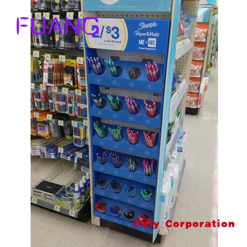 Papier haken Boden Display für Schreibwaren Shop Pappe Stift halter Display Rack Stift Display Stand