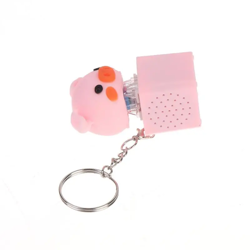 Schwein-Schlüsselanhänger, USB-Tastatur mit Klickmechanismus, Fidget-Taste, LED-Sound-Schlüsselanhänger, entzückendes Design für Taschenanhänger, zur Stressbewältigung, kleine Geschenke. – Detail 4