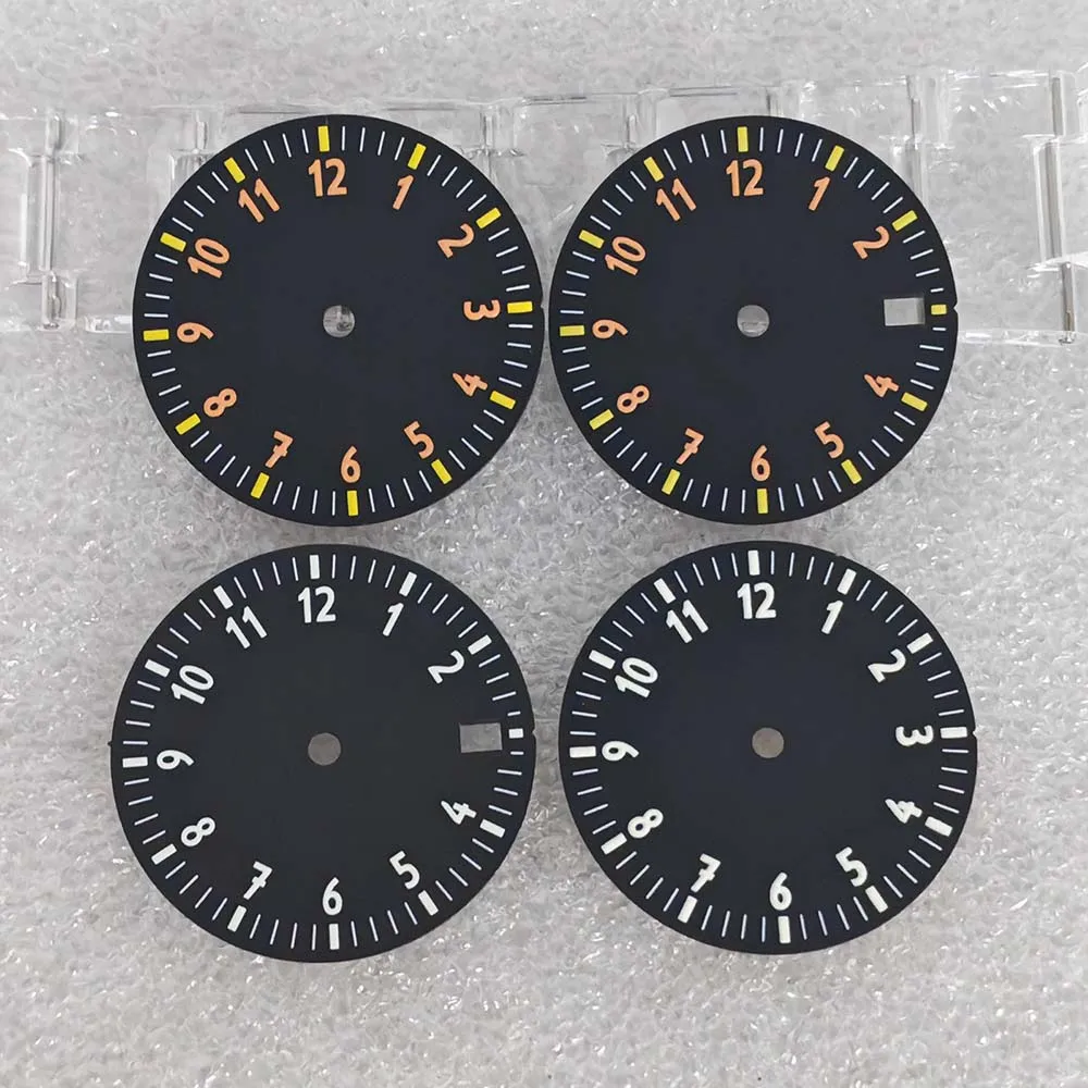 28.5mm Green Luminous Watch Dial No Window/ Small Window Colorful Sunray-pattern Face /Matte Plate for NH35 NH36/ 4R 7S Movement