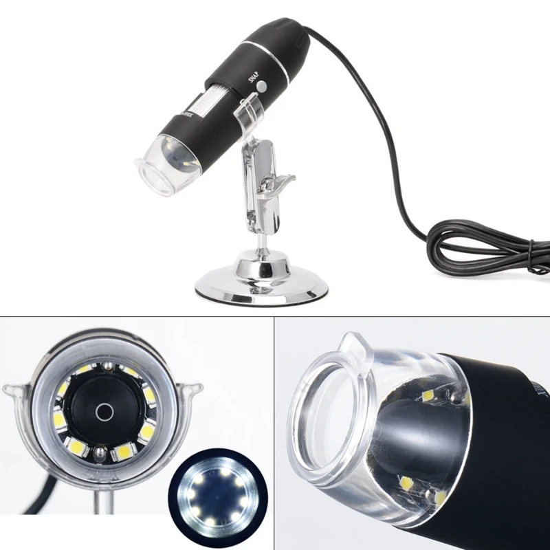 Portable USB Digital Microscope 8 LED Magnification Endoscope Camera with Adjustable Metal Stand Supports for Windows/XP