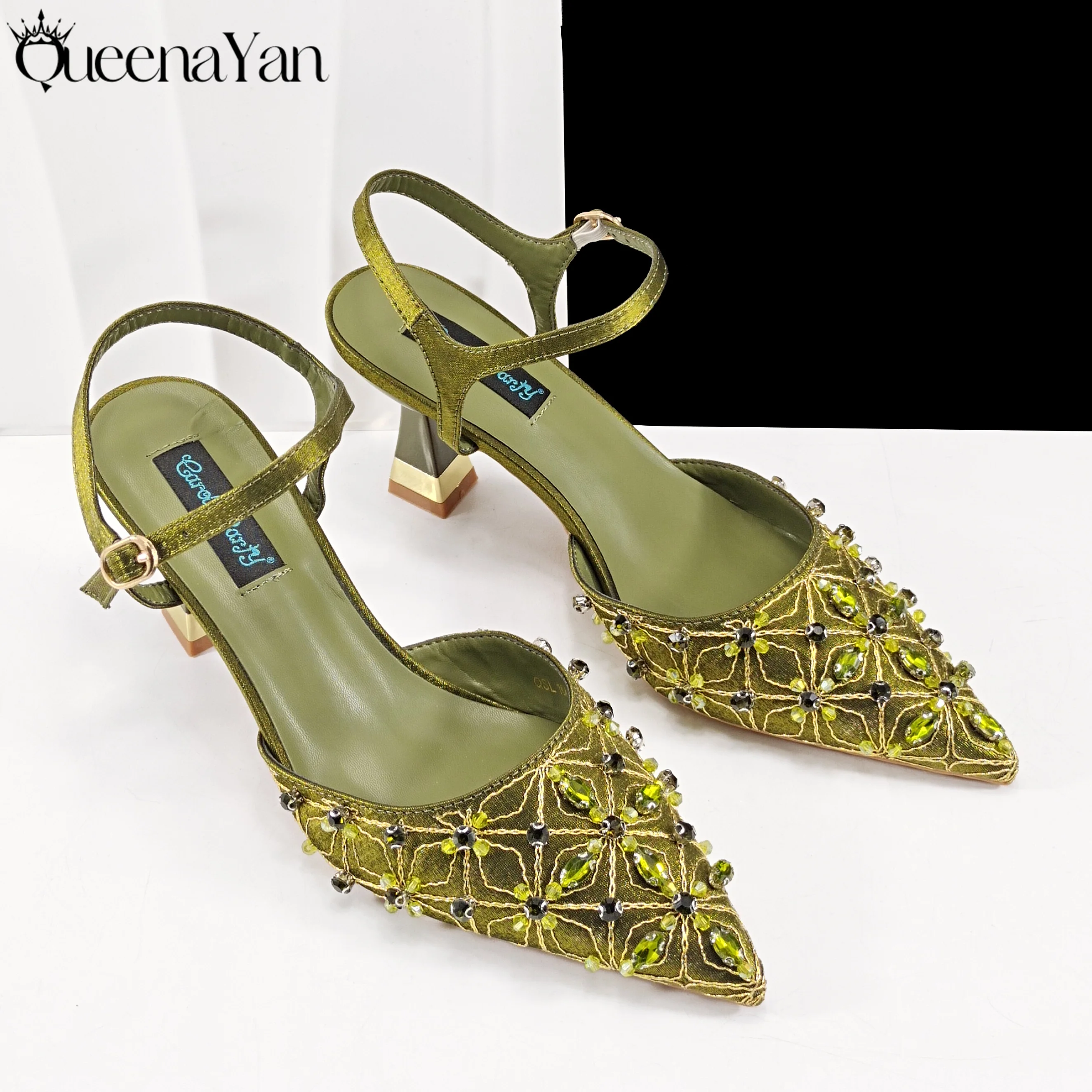 مجموعة أحذية وحقائب يد نسائية إيطالية بتصميم ماسي كامل أنيق من QueenaYan لحفلات الزفاف والمناسبات الخاصة #3