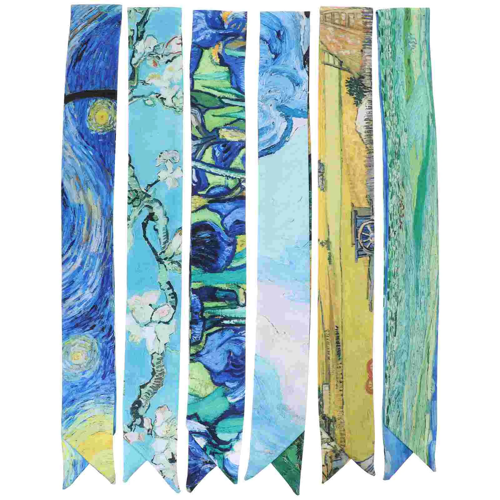 

6 Pcs Silk Scarf Luxury Scarves for Women Ribbon Neck Bandana Headband Dressy Hair Ribbons Purses Handbag Handle