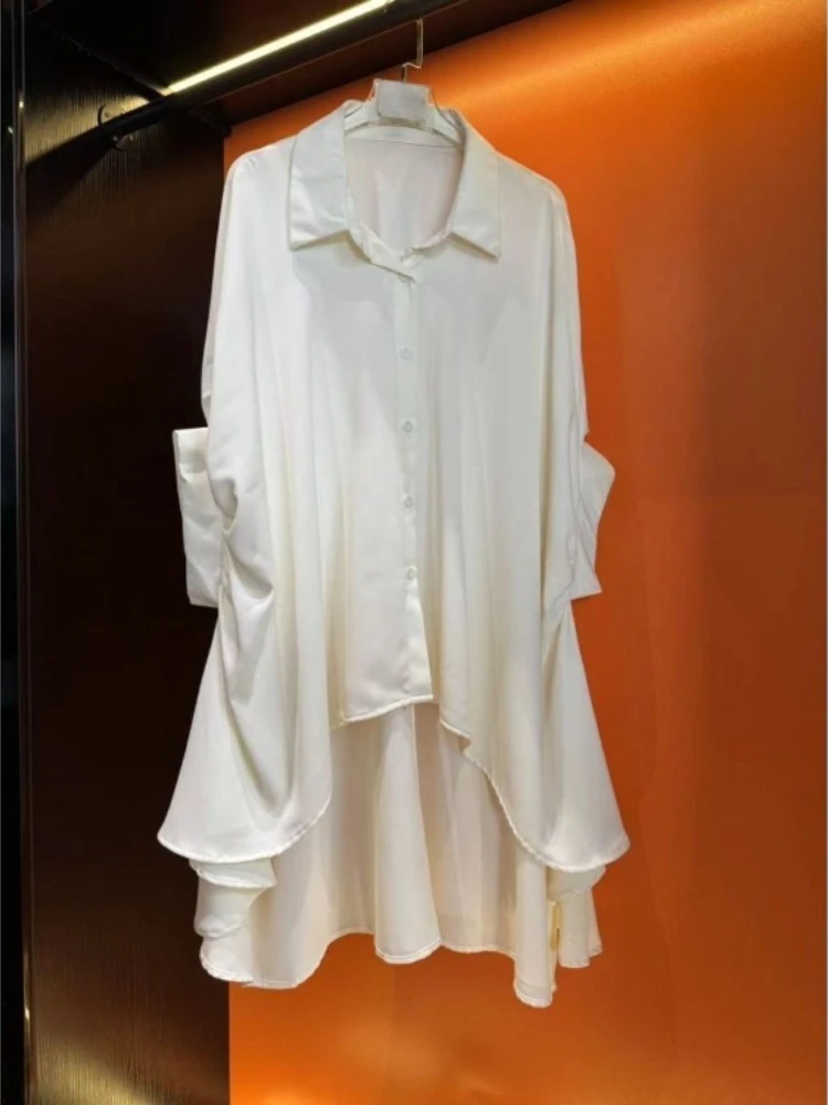 

Spring Autumn Casual New White Blouses Fashion All-match Bottoming Tops Mujer Mid-length Loose Shirts & Blouses Long Black