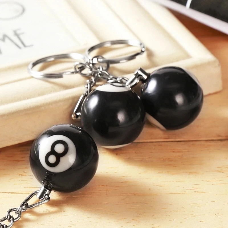 Creative Billiard Black Magic 8 Ball Keychain Mini 2.5cm Resin Pendant Women Men Key Ring Accessories For Key Charm