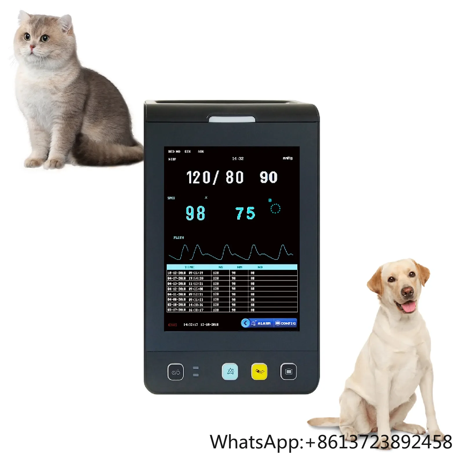 

ZY-VE8 Veterinary Multi-parameters Handheld High Accuracy Portable Vet Monitors Pet Hospital Clinic Vital Sign Blood Pressure