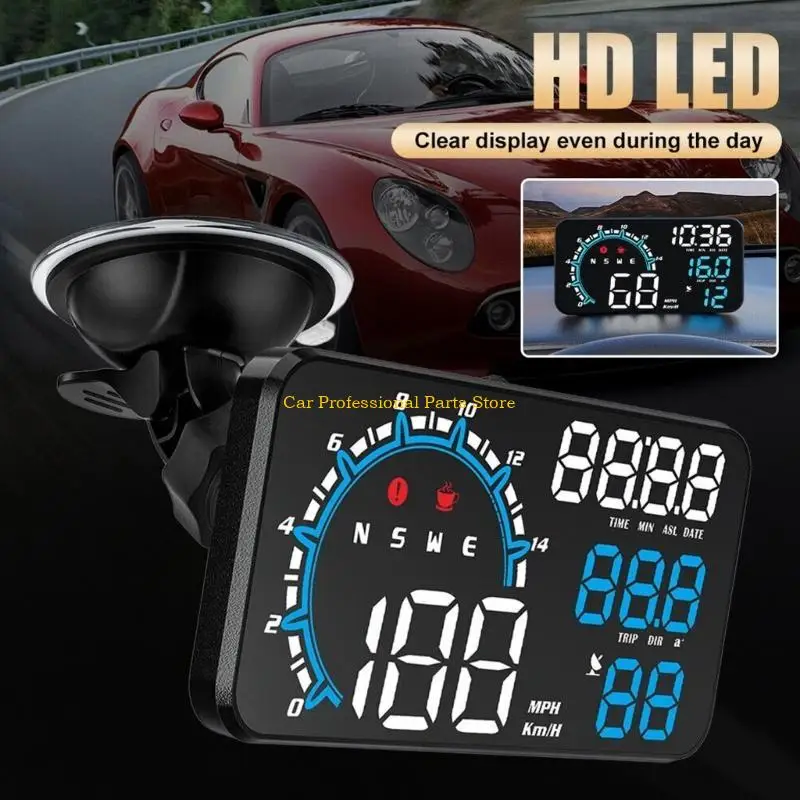 

R53D LED Windscreen Projector Driving Alarm Car HUD GPSHead Up Display Speedometer